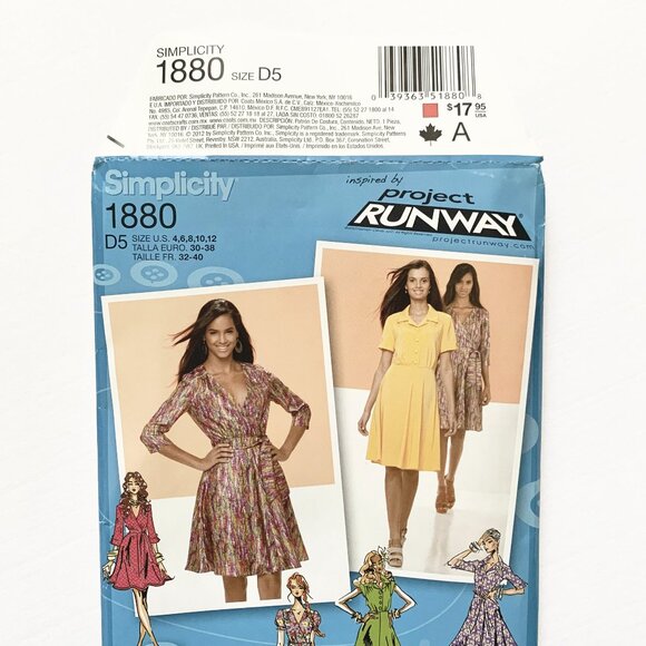 Simplicity Project Runway Dress Tie Belt Sewing Pattern 1880 Size D5 4-12 Uncut - Picture 4 of 5
